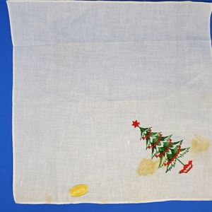 Pair of Vintage Christmas Hankies Tree & Snowmen